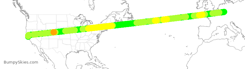 Turbulence forecast map for UAL59, DDF to SFO