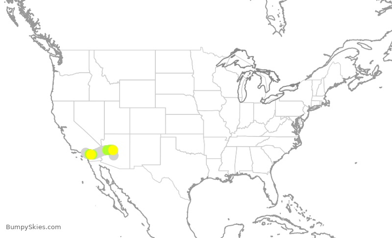 Turbulence forecast map for UAL602, ONT to PHX