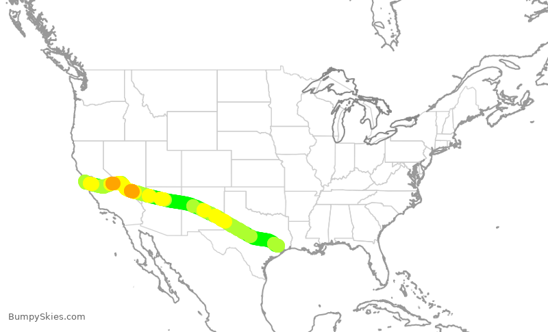 Turbulence forecast map for UAL604, SFO to IAH