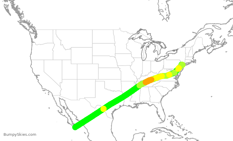 Turbulence forecast map for UAL607, SJD to EWR