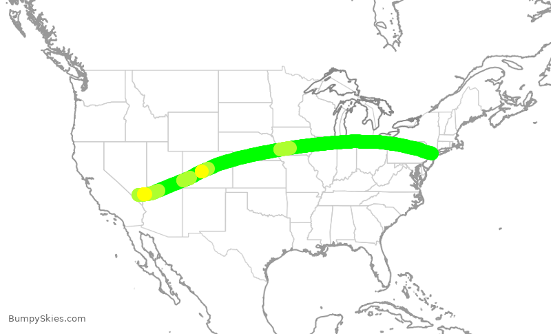 Turbulence forecast map for UAL611, LAS to EWR