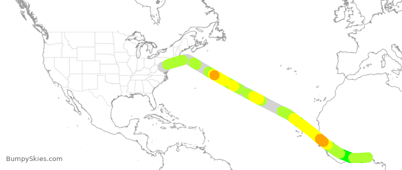 Turbulence forecast map for UAL612, IAD to NMM