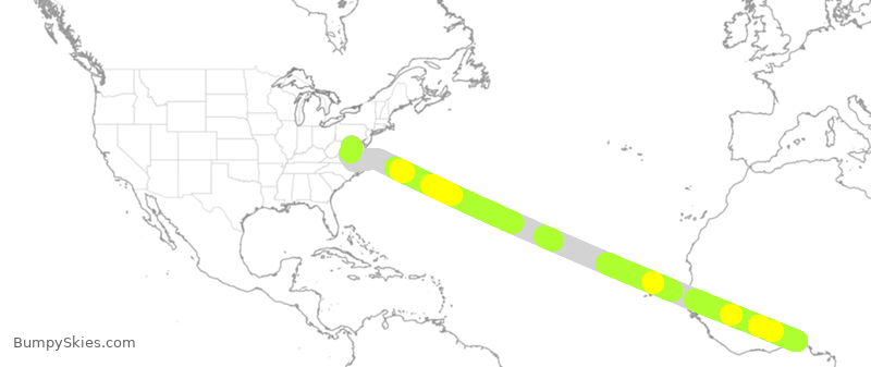 Turbulence forecast map for UAL613, NMM to IAD