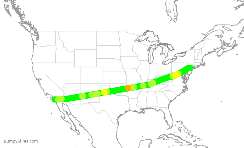 Turbulence forecast map for UAL616, EWR to SAN
