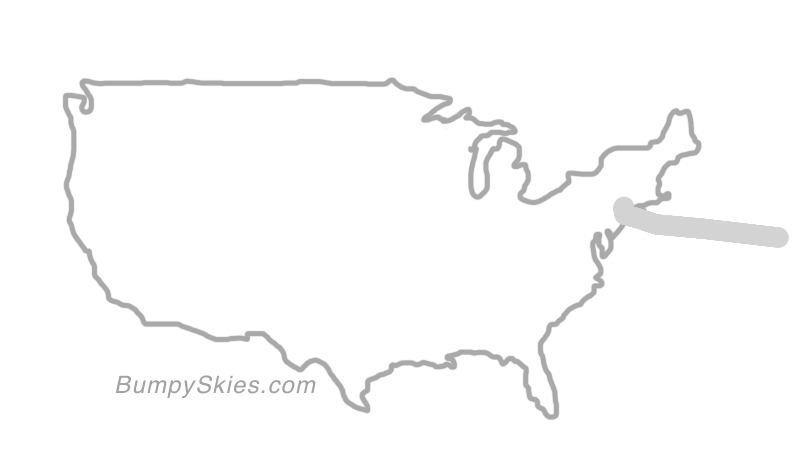 Map of continental US with illustrated flight path and turbulence forecast (described in text below)