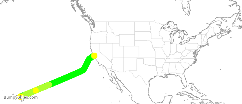 Turbulence forecast map for UAL628, OGG to SFO