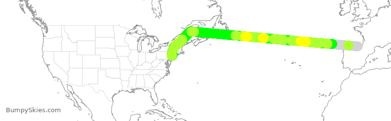 Turbulence forecast map for UAL634, BIO to EWR