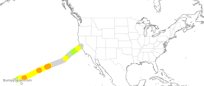 Turbulence forecast map for UAL638, SFO to HNL
