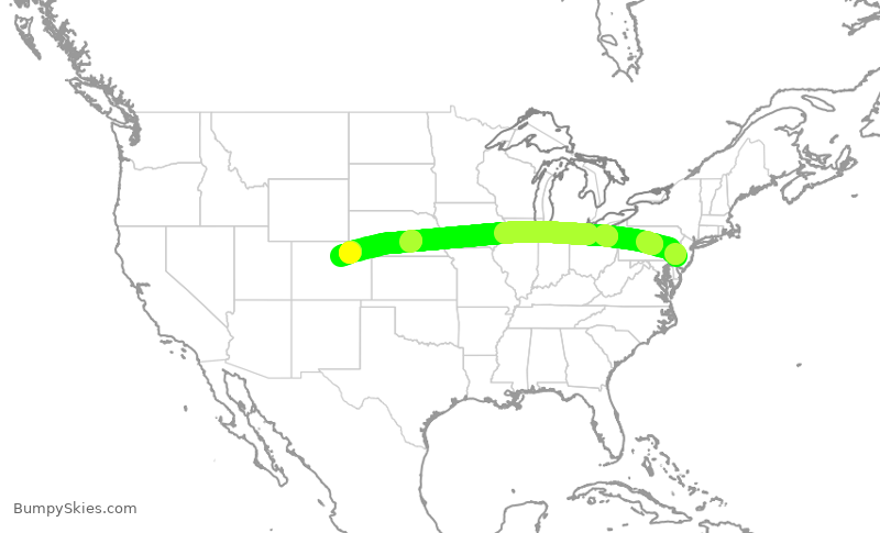 Turbulence forecast map for UAL644, PHL to DEN