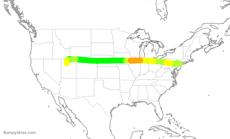 Turbulence forecast map for UAL646, EWR to SLC