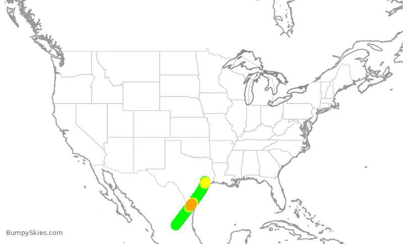 Turbulence forecast map for UAL646, IAH to SLP