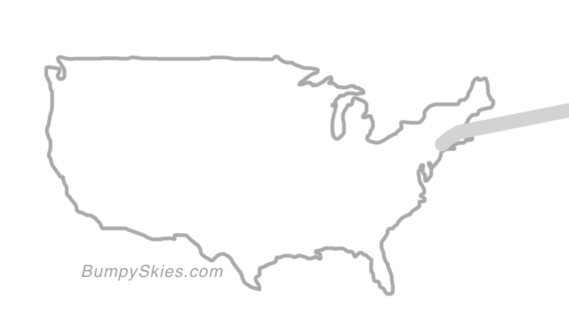 Map of continental US with illustrated flight path and turbulence forecast (described in text below)