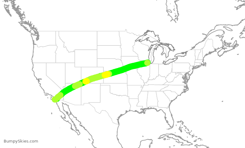 Turbulence forecast map for UAL660, ORD to SAN