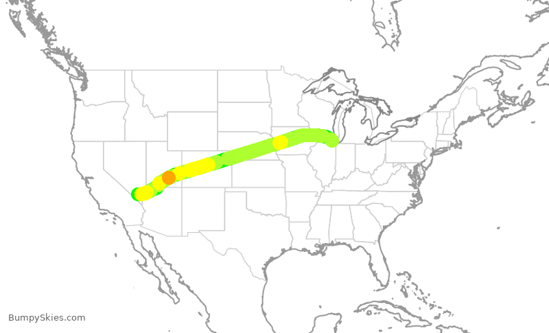 Turbulence forecast map for UAL664, LAS to ORD