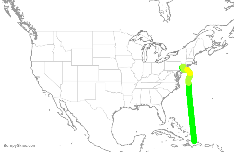 Turbulence forecast map for UAL665, STI to EWR