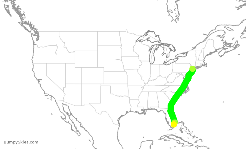 Turbulence forecast map for UAL677, EWR to FLL