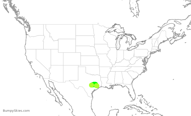 Turbulence forecast map for UAL685, AUS to IAH