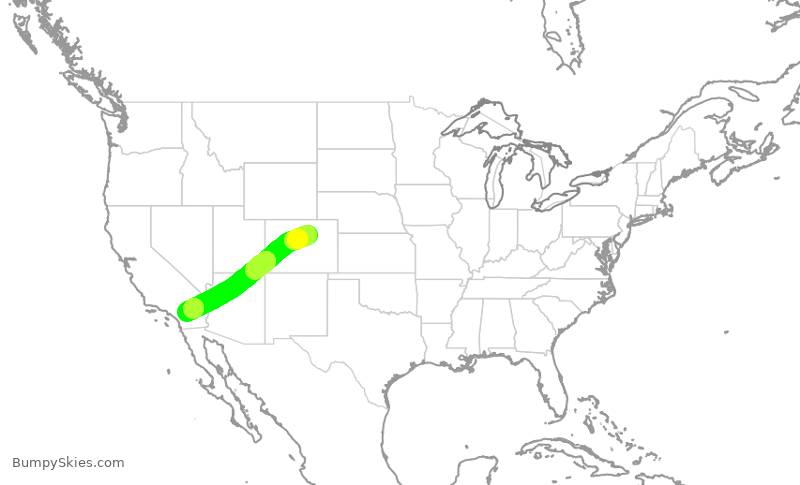 Turbulence forecast map for UAL687, DEN to PSP