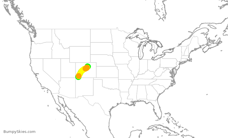 Turbulence forecast map for UAL687, DRO to DEN