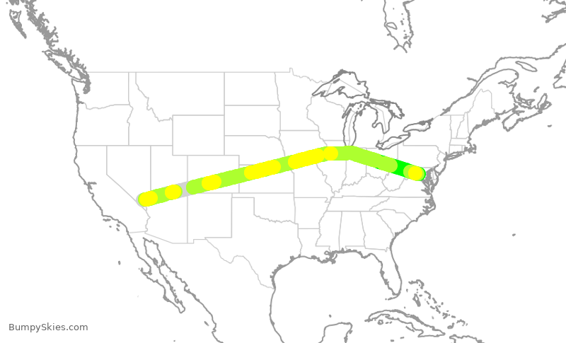 Turbulence forecast map for UAL688, LAS to IAD
