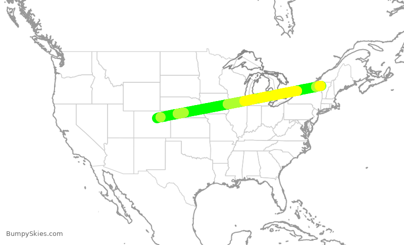 Turbulence forecast map for UAL690, DEN to BTV