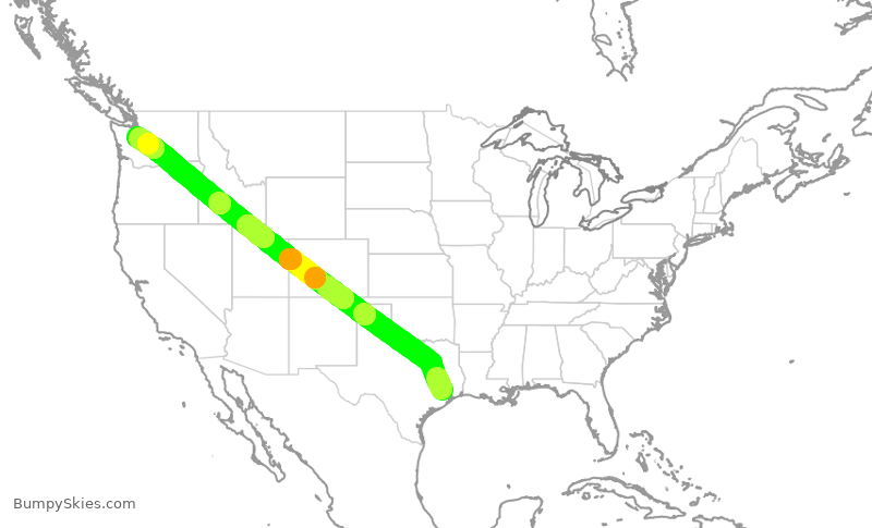 Turbulence forecast map for UAL692, IAH to SEA