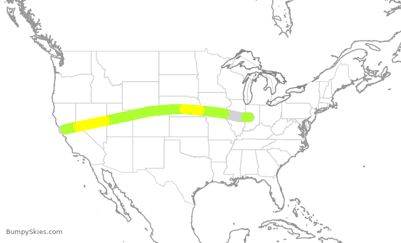 Turbulence forecast map for UAL693, SFO to IND