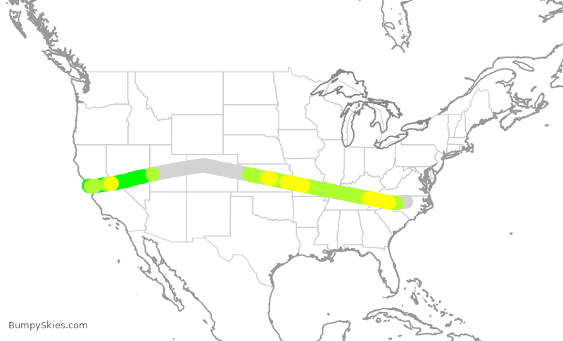 Turbulence forecast map for UAL694, RDU to SFO
