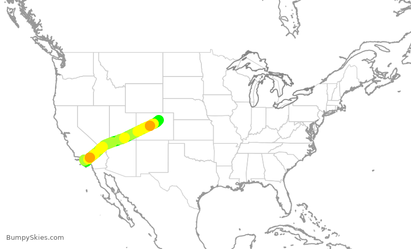 Turbulence forecast map for UAL703, LAX to DEN