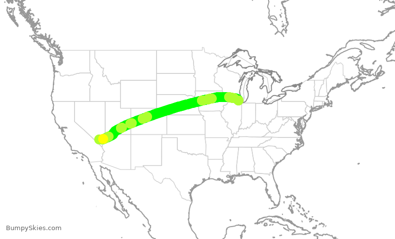 Turbulence forecast map for UAL706, LAS to ORD