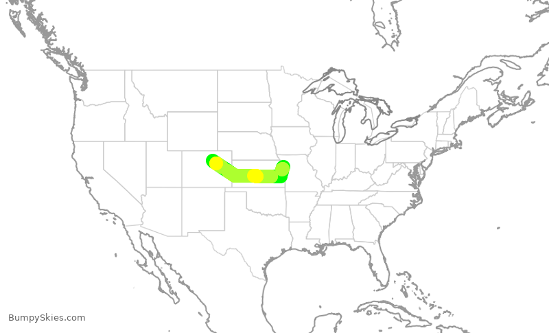 Turbulence forecast map for UAL708, MCI to DEN