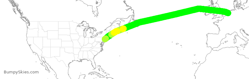 Turbulence forecast map for UAL70, EWR to HAM