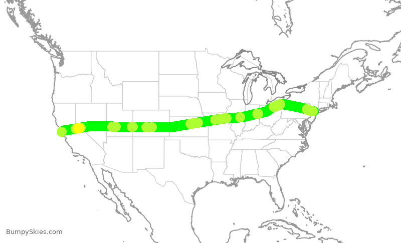 Turbulence forecast map for UAL713, SFO to EWR