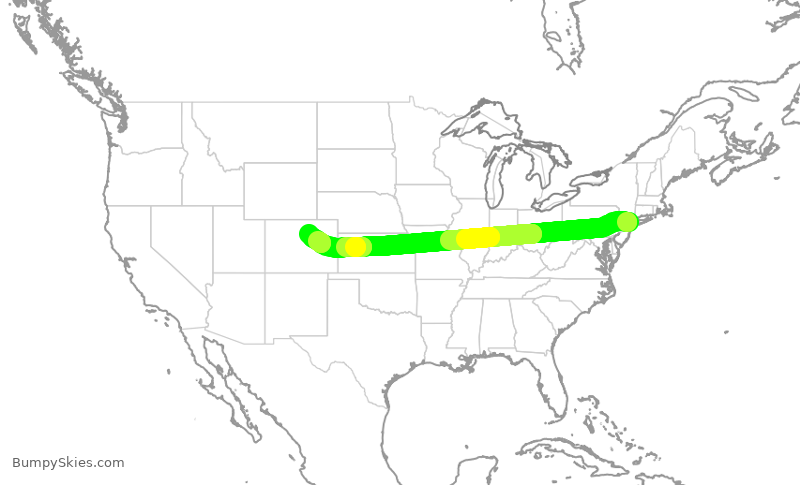 Turbulence forecast map for UAL716, LGA to DEN