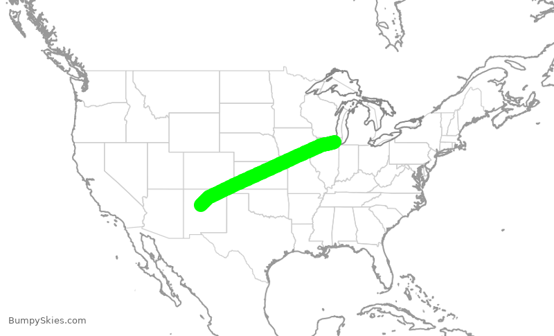 Turbulence forecast map for UAL723, ORD to ABQ