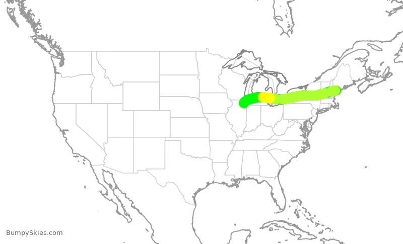 Turbulence forecast map for UAL723, PWM to ORD