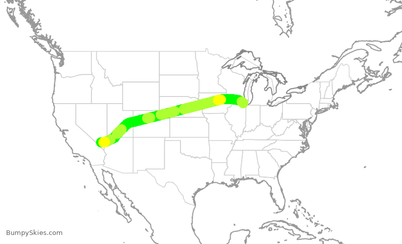 Turbulence forecast map for UAL726, LAS to ORD
