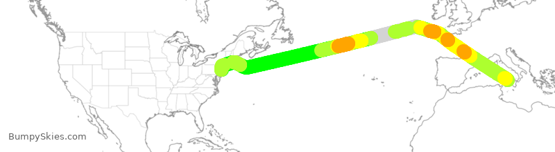 Turbulence forecast map for UAL736, PMO to EWR