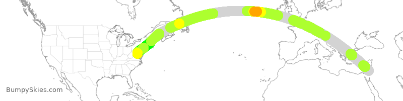 Turbulence forecast map for UAL73, TLV to IAD