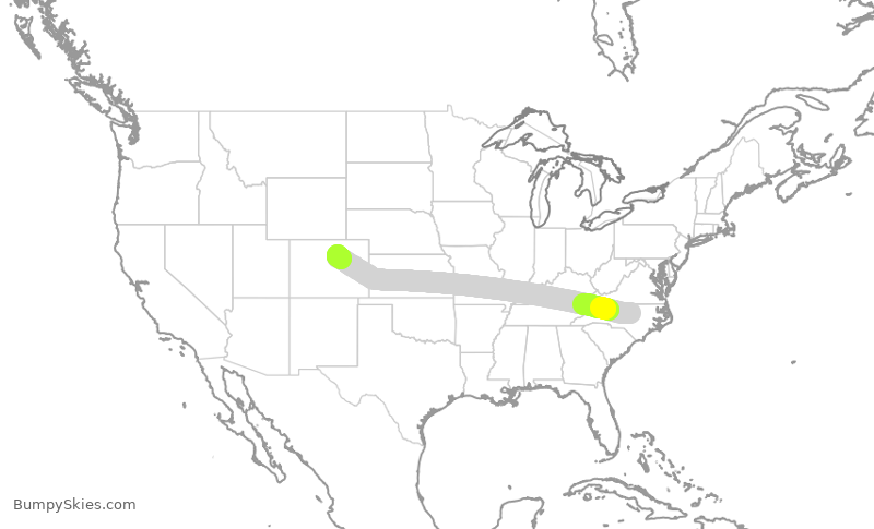 Turbulence forecast map for UAL741, RDU to DEN