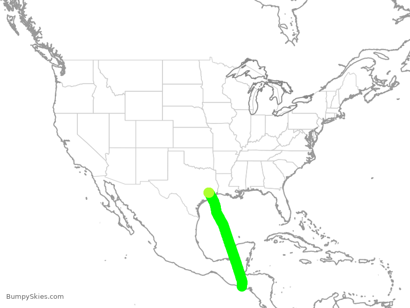 Turbulence forecast map for UAL742, IAH to SAL
