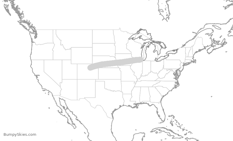Turbulence forecast map for UAL742, ORD to DEN