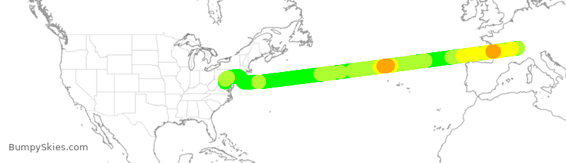 Turbulence forecast map for UAL749, SGG to IAD