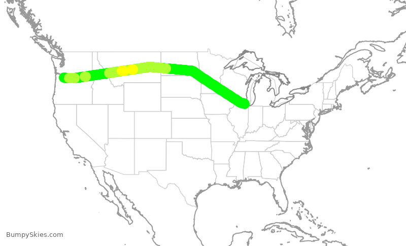 Turbulence forecast map for UAL751, ORD to PDX