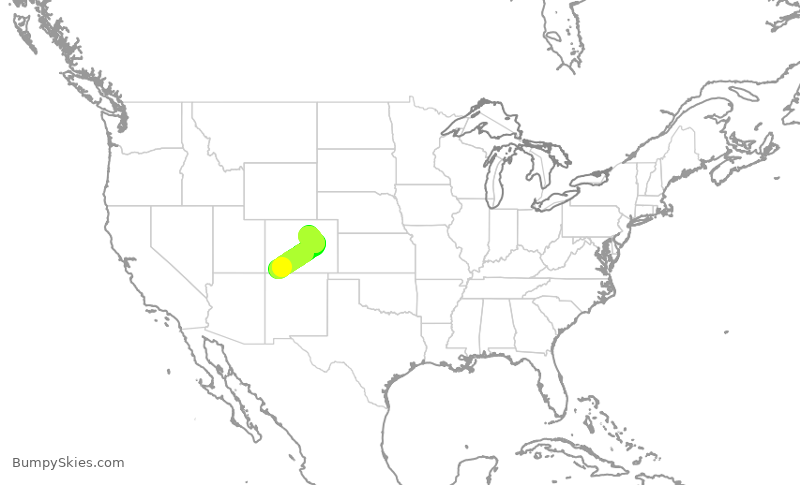 Turbulence forecast map for UAL762, DRO to DEN