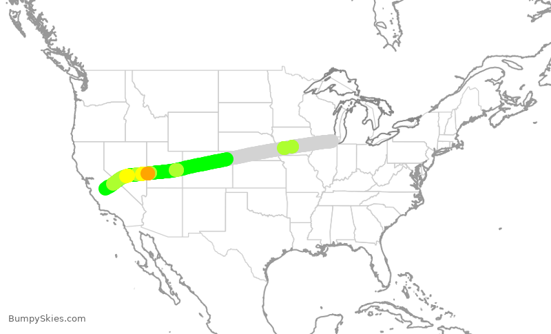 Turbulence forecast map for UAL768, ORD to FAT