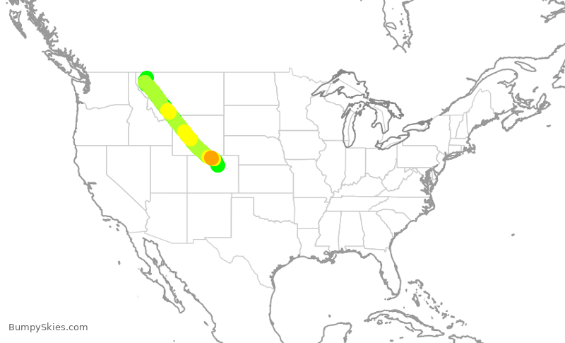 Turbulence forecast map for UAL773, GPI to DEN