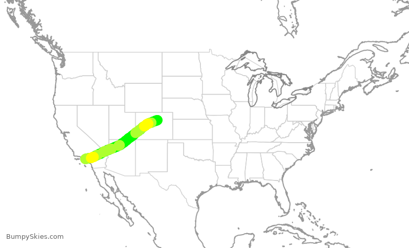 Turbulence forecast map for UAL774, DEN to LAX