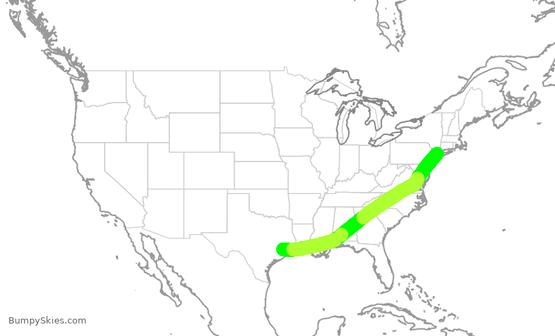 Turbulence forecast map for UAL775, IAH to LGA