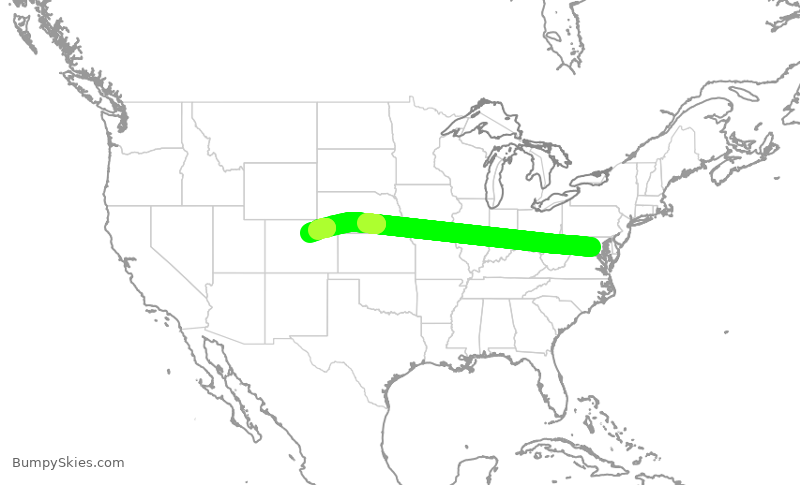 Turbulence forecast map for UAL792, IAD to DEN